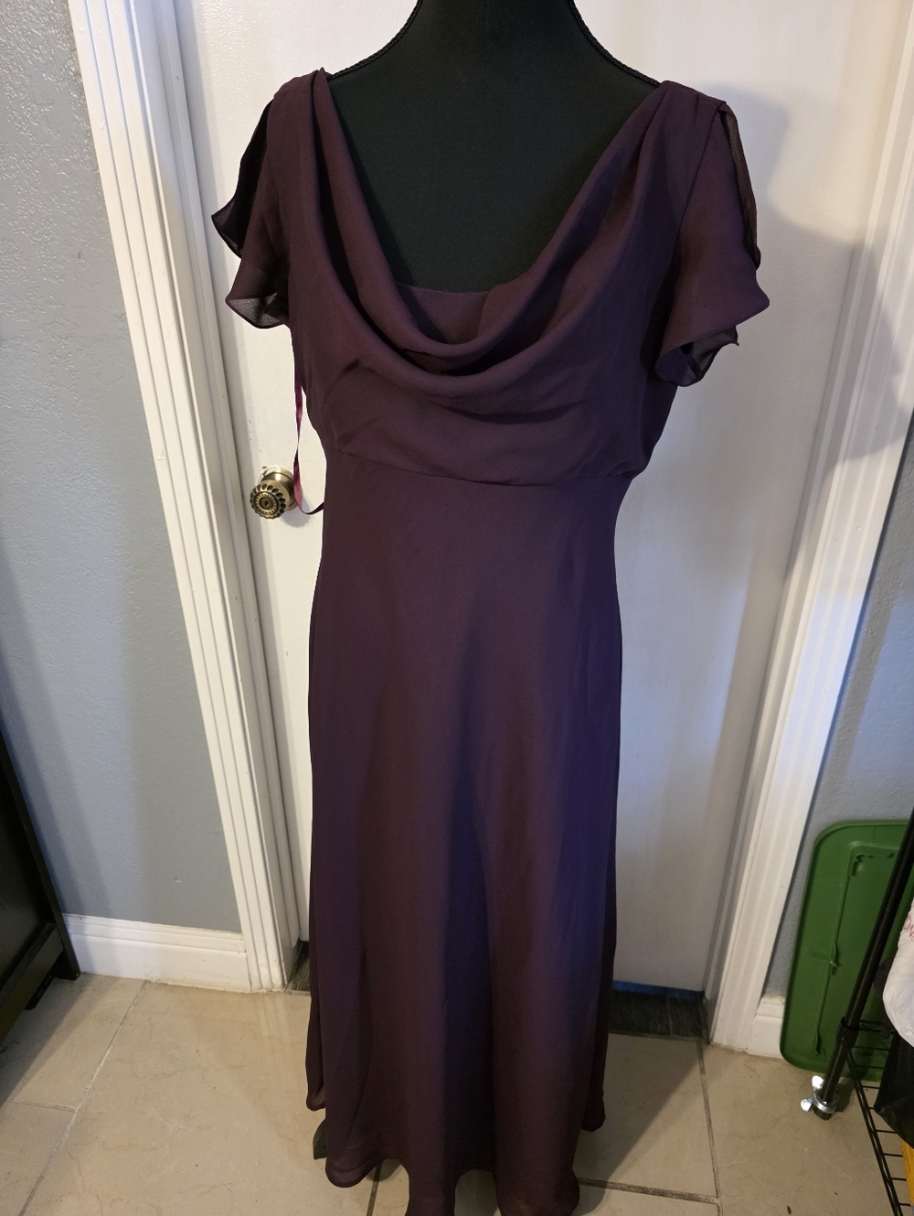 Michaelangelo Plum Cowl Neck Maxi Dress Size 10